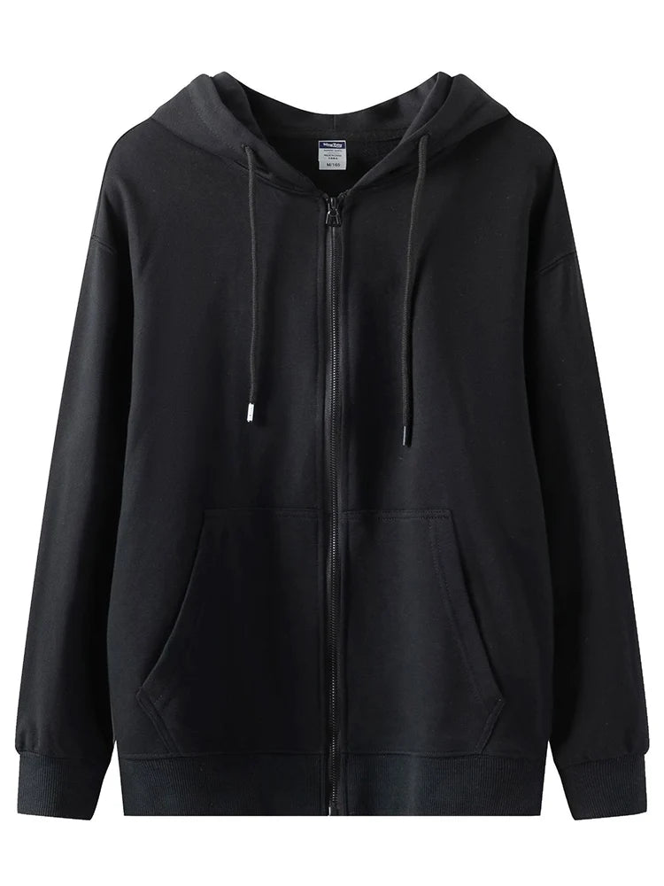 Women Sweatshirts Zip Up Hoodies White Hooded Zip-up Jackets Autumn Cotton Solid Sweatshirt With Zipper Oversized Hoodies Women