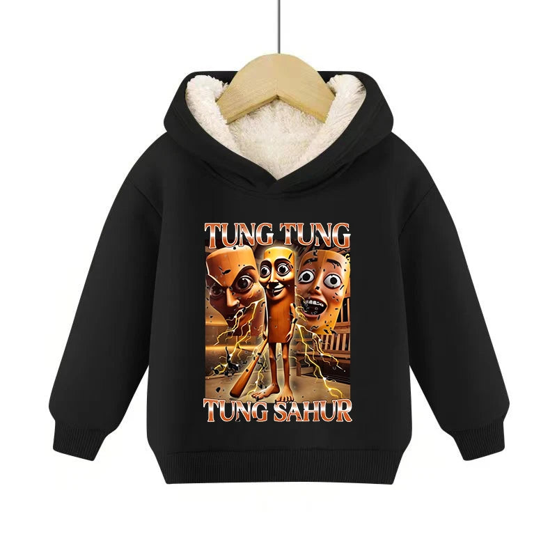 Italian Brainrot Animals Pullover Hoodies Cappuccino Assassino Lamb Fleece Kid Sweatshirt Sahur Anime Cartoons Clothes Tops Gift