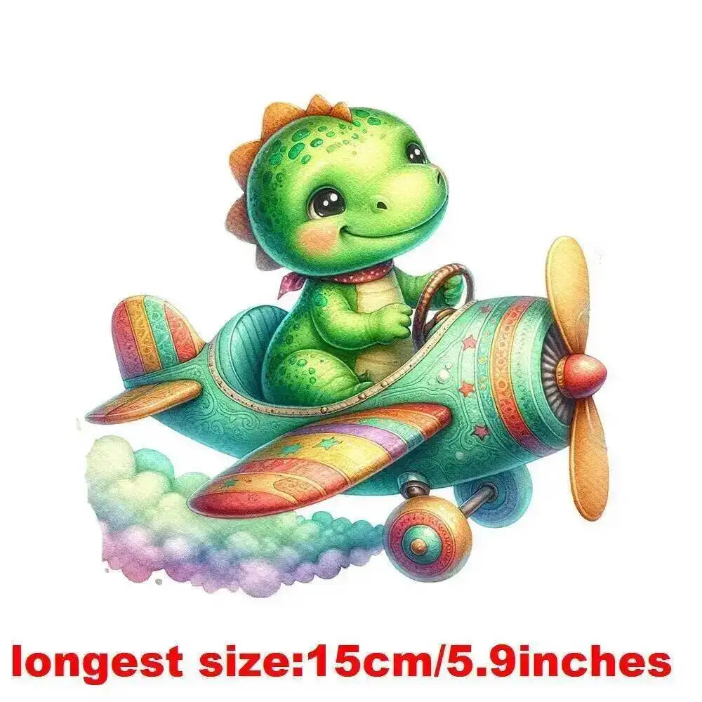 15cm Kids Kawaii Baby Dinosaur Dtf Transfers Ready To Press Patches For Clothing T-shirt Hoodies Heat Transfer Clothes Stickers