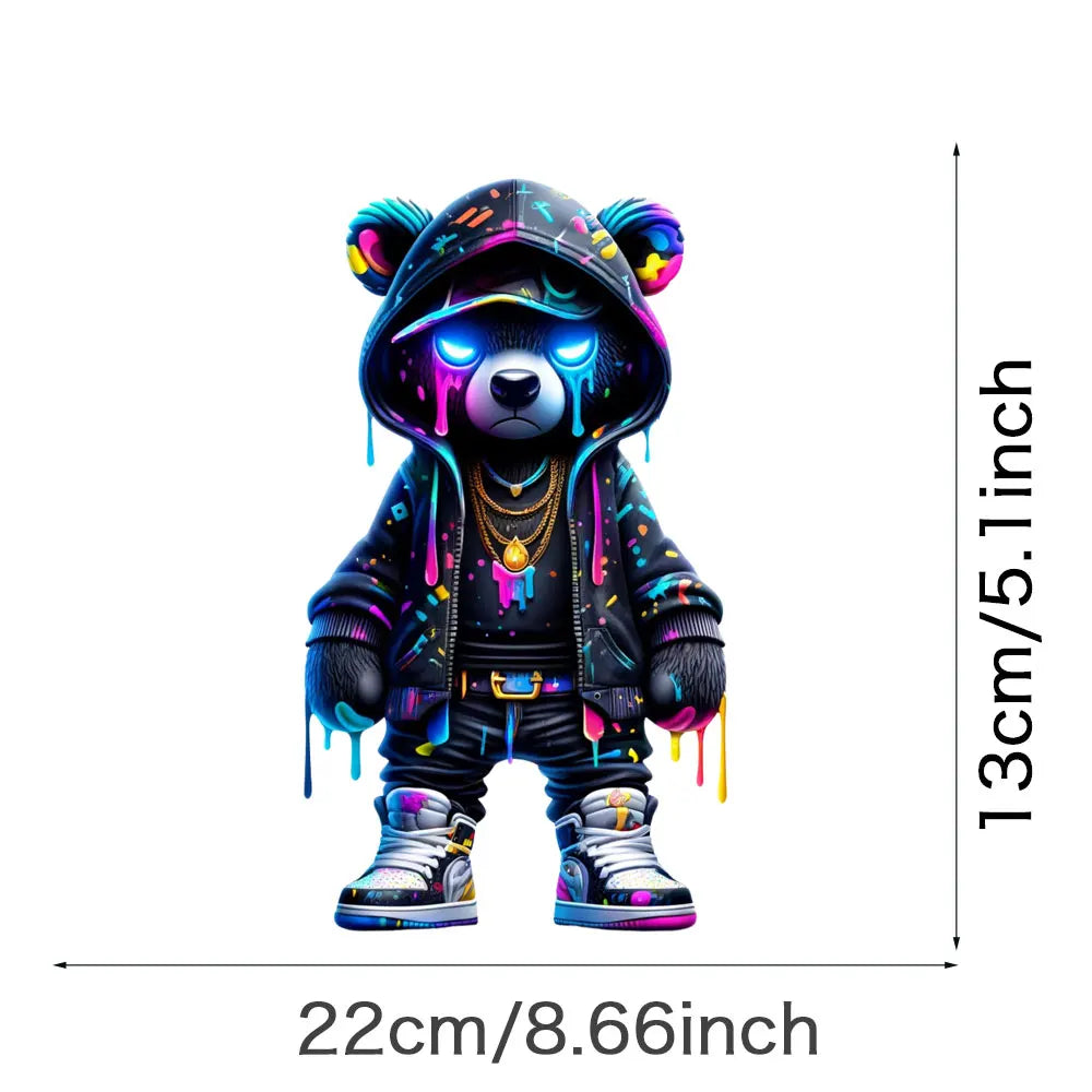 Cool Punk Bears Patches On Clothes Thermal Press Decal T-Shirt Parches Ropa Hoodies Heat Transfer DIY Clothes Stickers Iron On