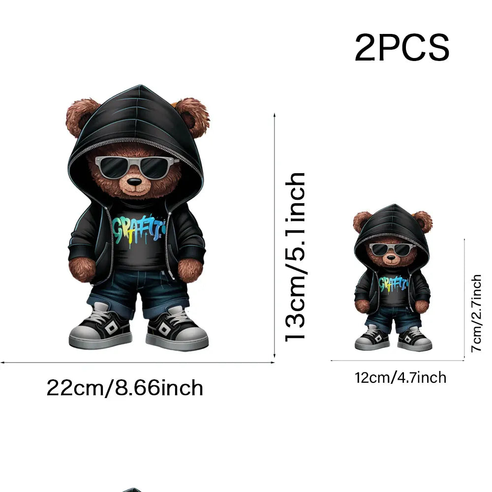 Cool Punk Bears Patches On Clothes Thermal Press Decal T-Shirt Parches Ropa Hoodies Heat Transfer DIY Clothes Stickers Iron On