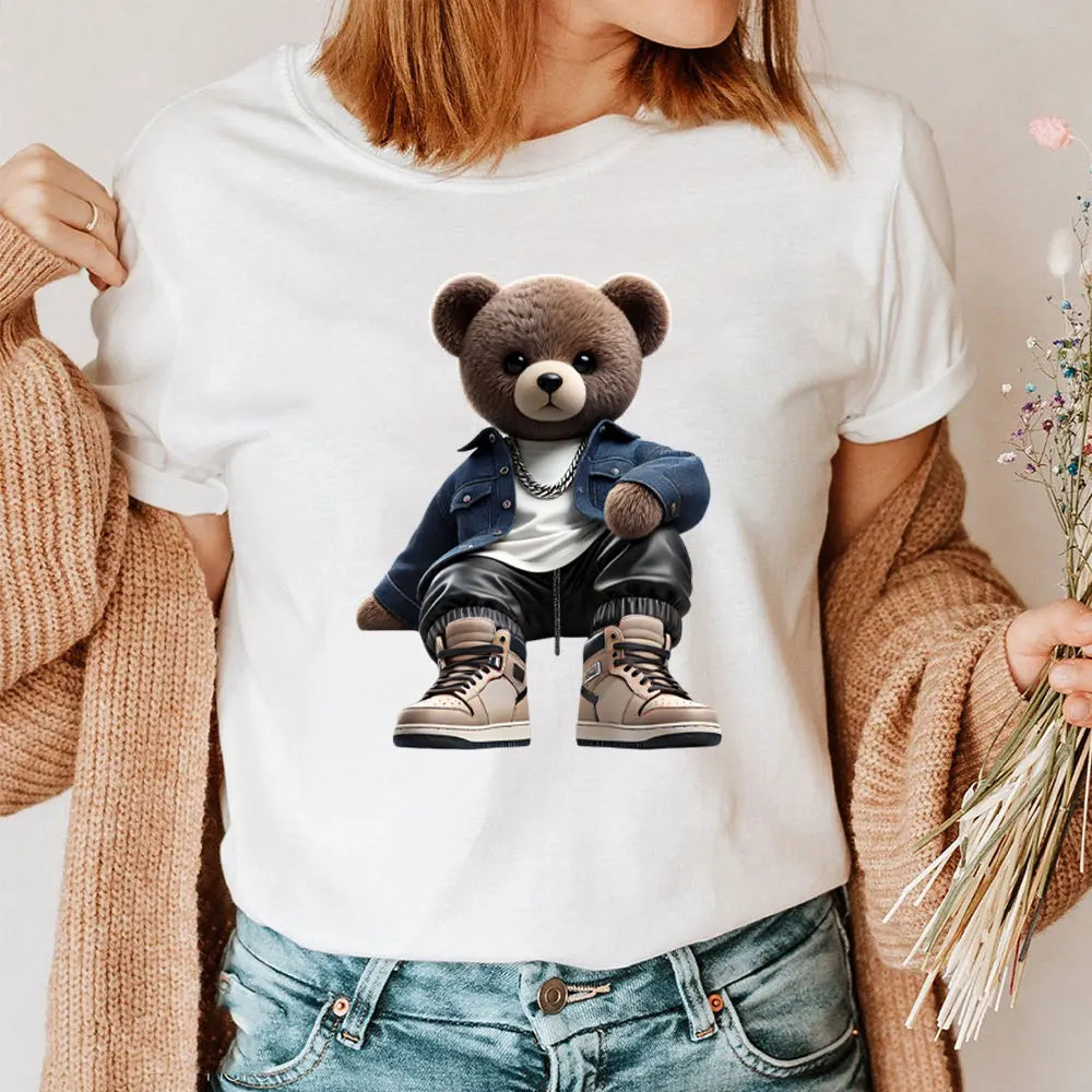 Cool Punk Bears Patches On Clothes Thermal Press Decal T-Shirt Parches Ropa Hoodies Heat Transfer DIY Clothes Stickers Iron On