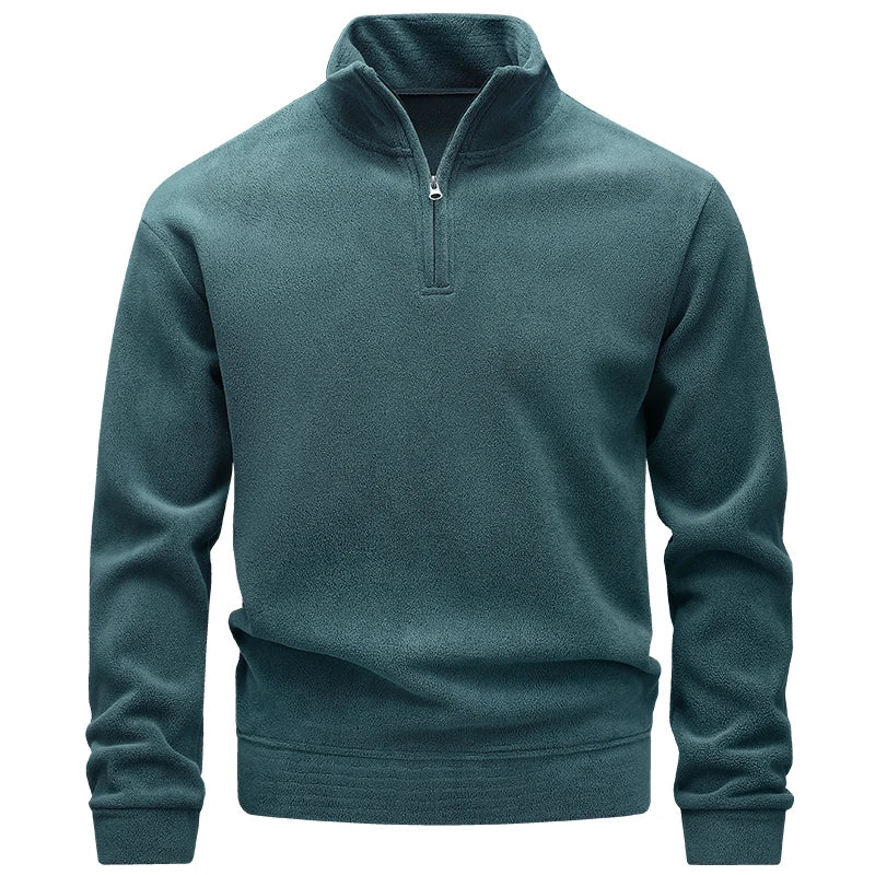 Men's Polar Fleece Stand-Collar Hoodies Autumn Winter Fashion Half-Zip Long-Sleeve Pullover Sweatshirt Warm Men's Hiking Jackets