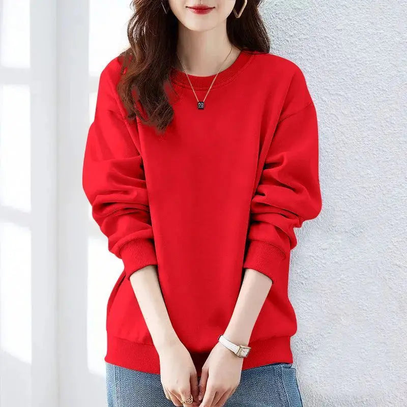 Spring Autumn Solid Simplicity Long Sleeve Harajuku Tops Loose Street Casual Hoodies Sweatshirts Fashion Trend Women Clothing