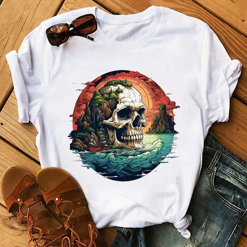 New Vintage Thermal DTF Stickers Punk Style Skulls Parches Ropa Diy Heat Transfer Cap Hoodies Clothes Sticker Custom Patch Vinyl