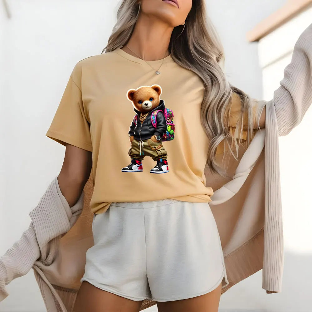 Cool Punk Bears Patches On Clothes Thermal Press Decal T-Shirt Parches Ropa Hoodies Heat Transfer DIY Clothes Stickers Iron On