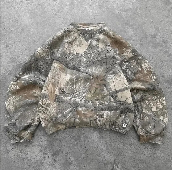 Y2K Hoodie Retro Zip Up Camouflage Pattern Zipper Sweatshirt High Street Hip Hop Streetwear Man and Women Hoodies Unisex Camo