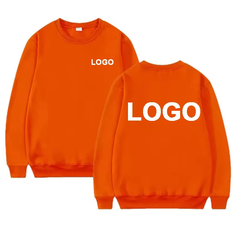 Customized printed men's and women's round neck hoodies, fashionable O-neck loose long sleeved pullovers, street sports shirts