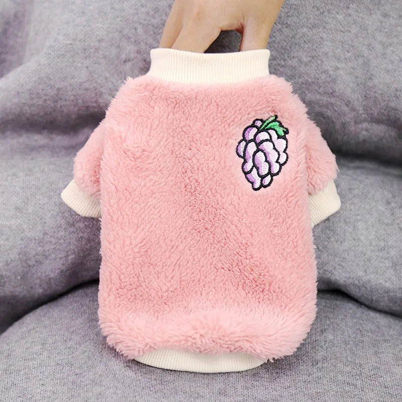 Cute Fruit Print Dog Hoodies Warm Pet Dog Clothes Luxury Puppy Coat Jacket Winter Cat Pullover Chihuahua French Bulldog Clothes